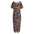 Indian Paisley Pattern Print Short Sleeve Long Nightdress