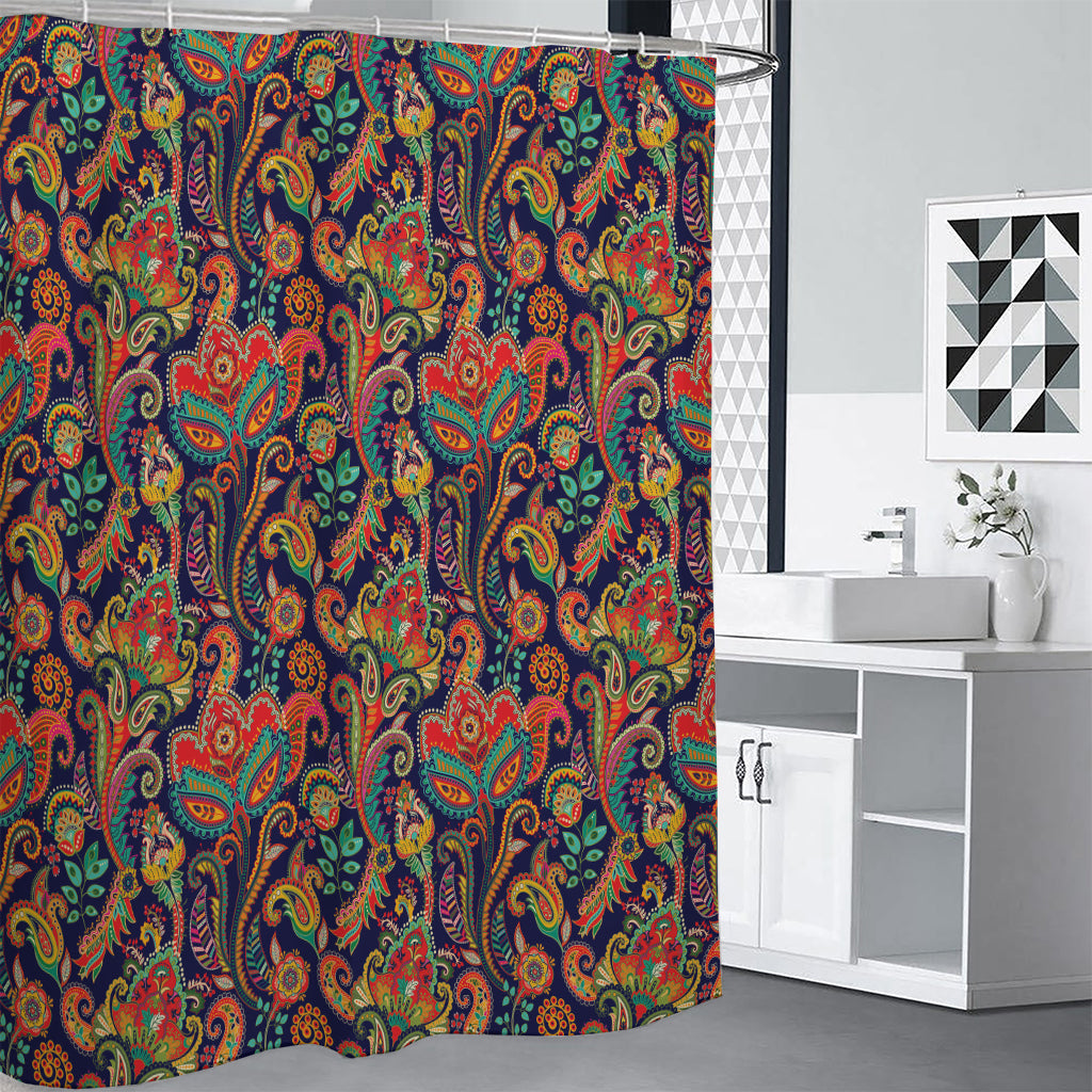 Indian Paisley Pattern Print Shower Curtain