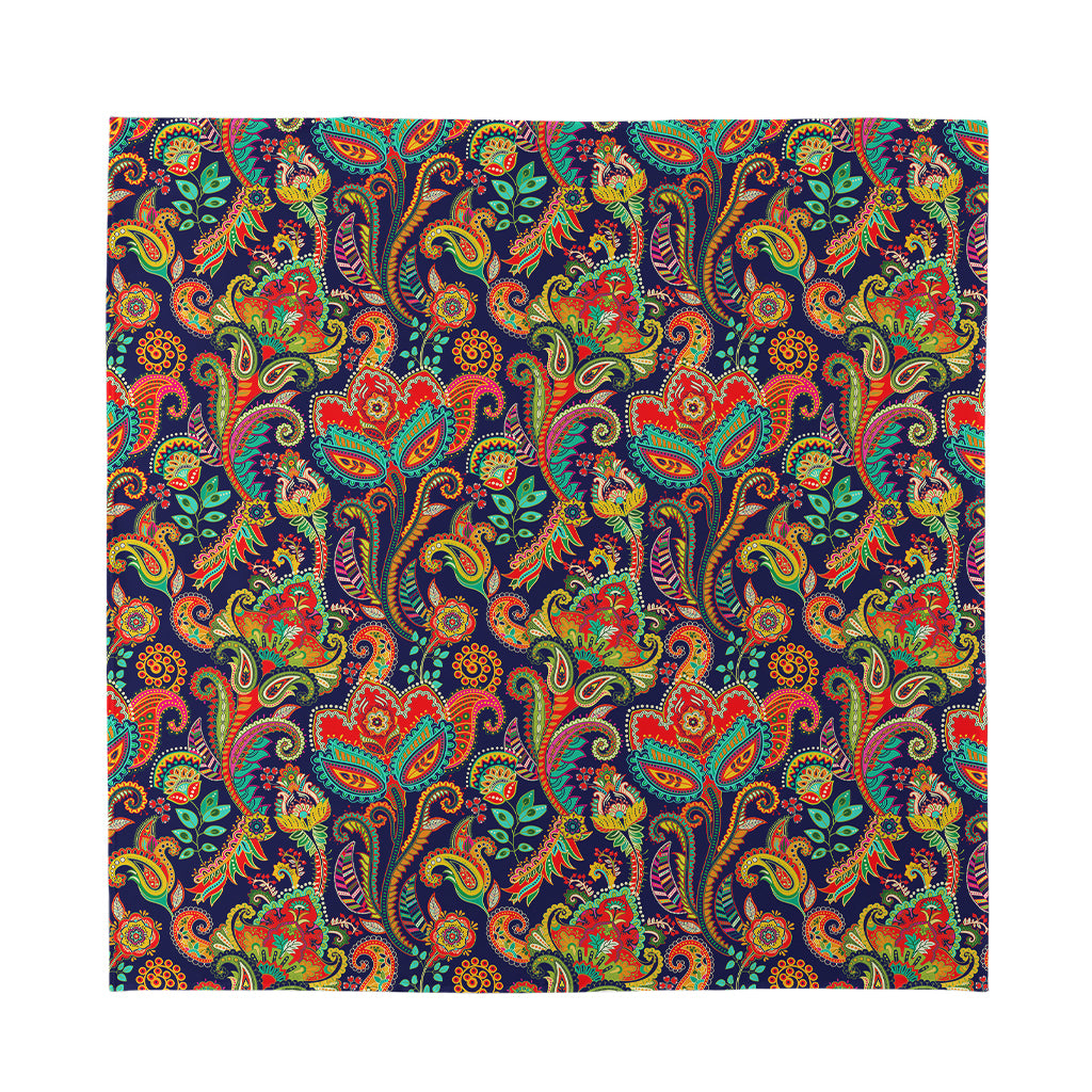 Indian Paisley Pattern Print Silk Bandana