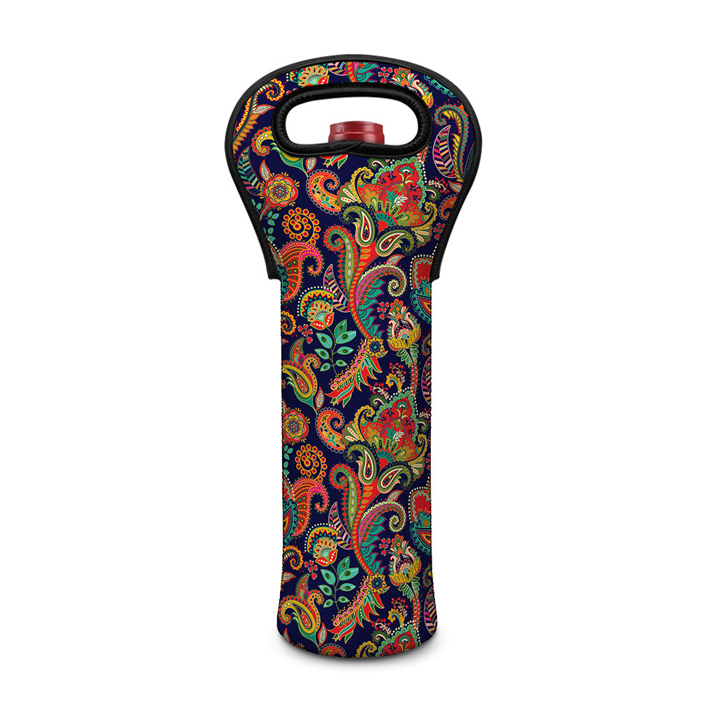 Indian Paisley Pattern Print Single Neoprene Wine Tote