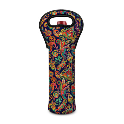 Indian Paisley Pattern Print Single Neoprene Wine Tote