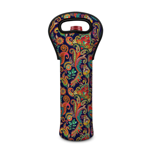 Indian Paisley Pattern Print Single Neoprene Wine Tote