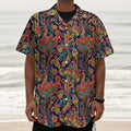 Indian Paisley Pattern Print Textured Short Sleeve Shirt