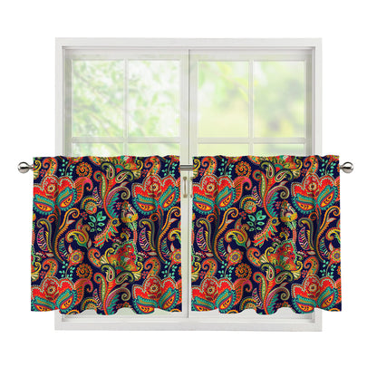 Indian Paisley Pattern Print Tier Curtains