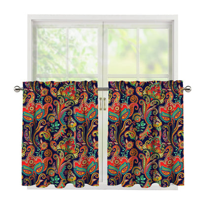 Indian Paisley Pattern Print Tier Curtains