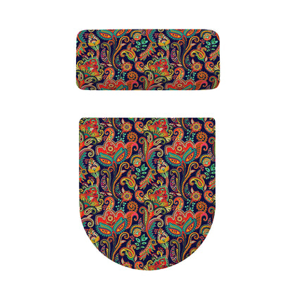 Indian Paisley Pattern Print Toilet Lid And Tank Cover Set