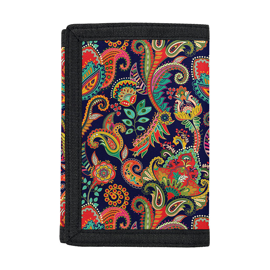 Indian Paisley Pattern Print Trifold Wallet