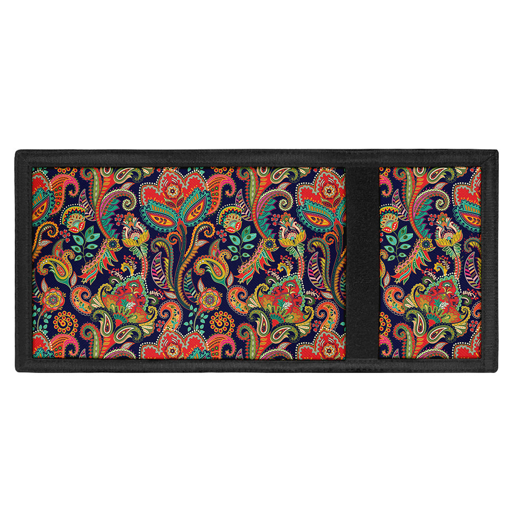 Indian Paisley Pattern Print Trifold Wallet