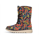 Indian Paisley Pattern Print Winter Boots