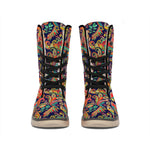 Indian Paisley Pattern Print Winter Boots