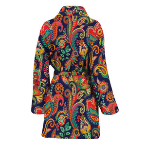 Indian Paisley Pattern Print Women's Bathrobe