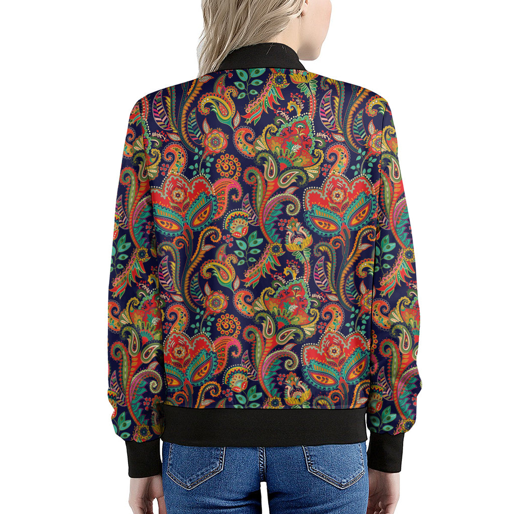 Indian Paisley Pattern Print Women's Bomber Jacket