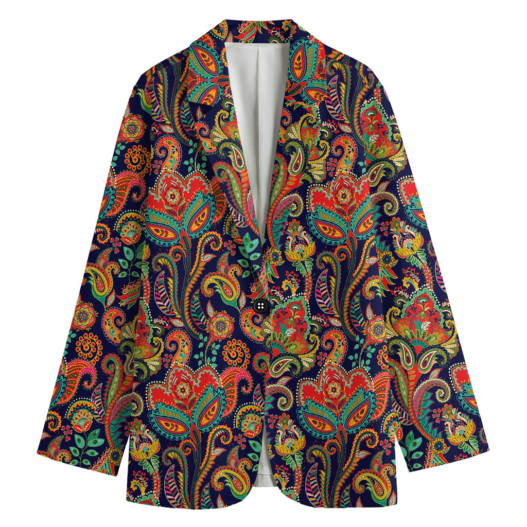 Indian Paisley Pattern Print Women's Cotton Blazer