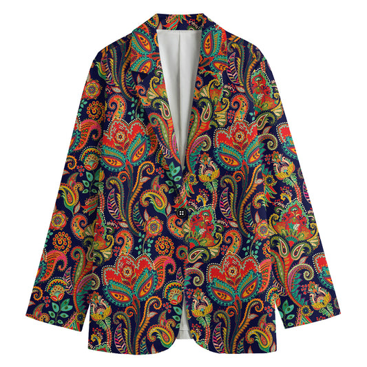 Indian Paisley Pattern Print Women's Cotton Blazer