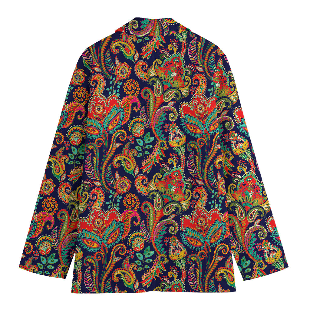 Indian Paisley Pattern Print Women's Cotton Blazer