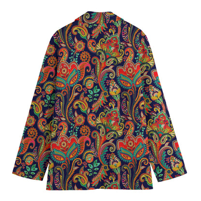 Indian Paisley Pattern Print Women's Cotton Blazer