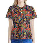 Indian Paisley Pattern Print Women's Polo Shirt