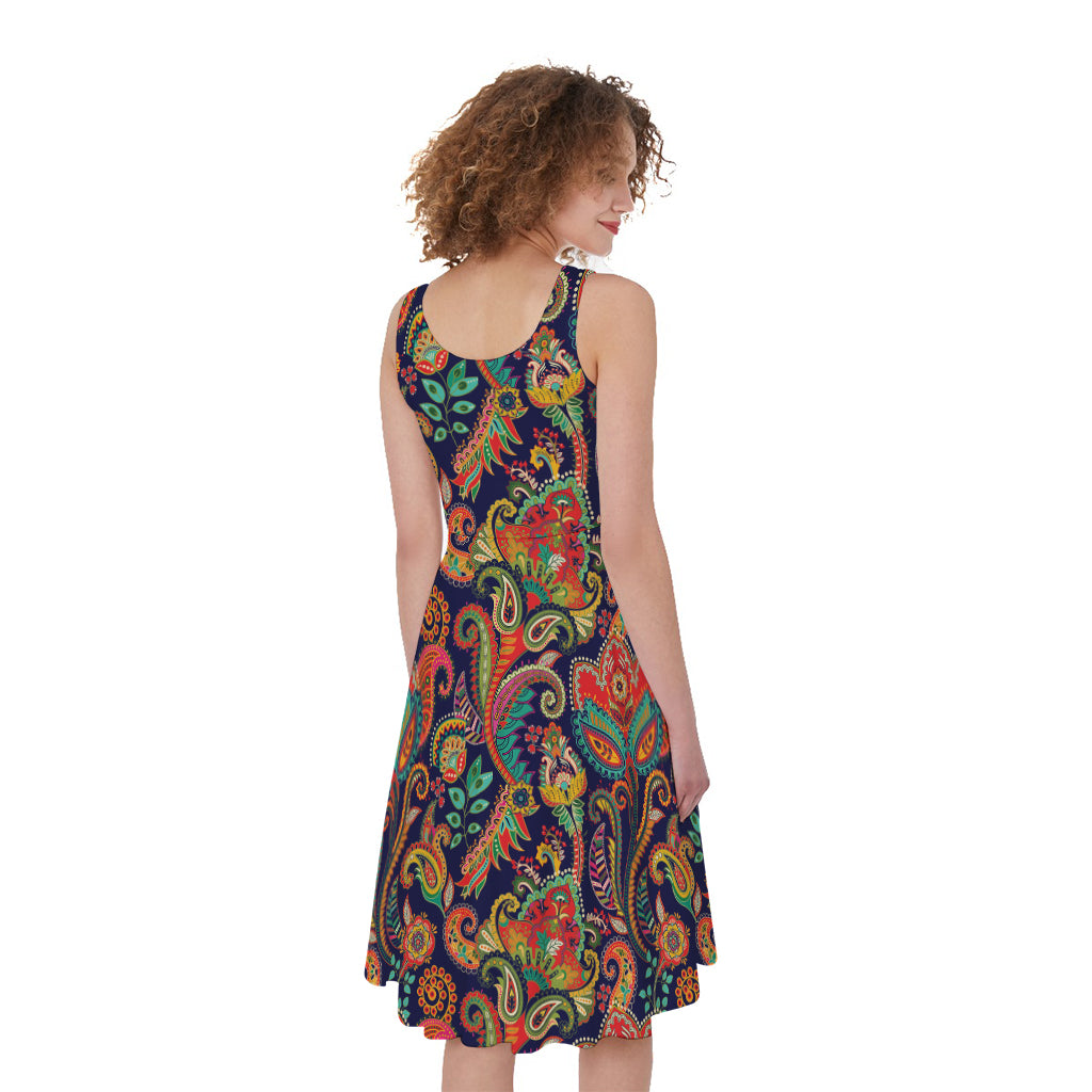 Indian Paisley Pattern Print Women's Sleeveless Dress