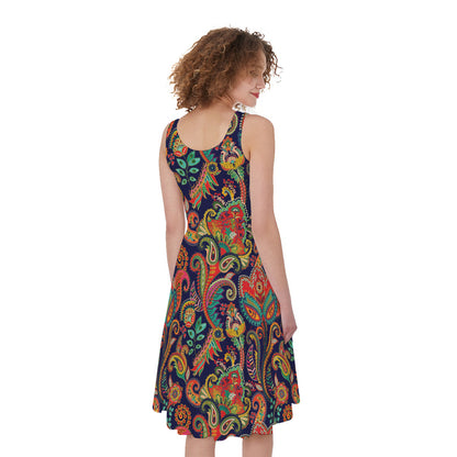 Indian Paisley Pattern Print Women's Sleeveless Dress