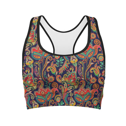 Indian Paisley Pattern Print Women's Sports Bra