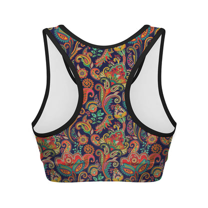 Indian Paisley Pattern Print Women's Sports Bra