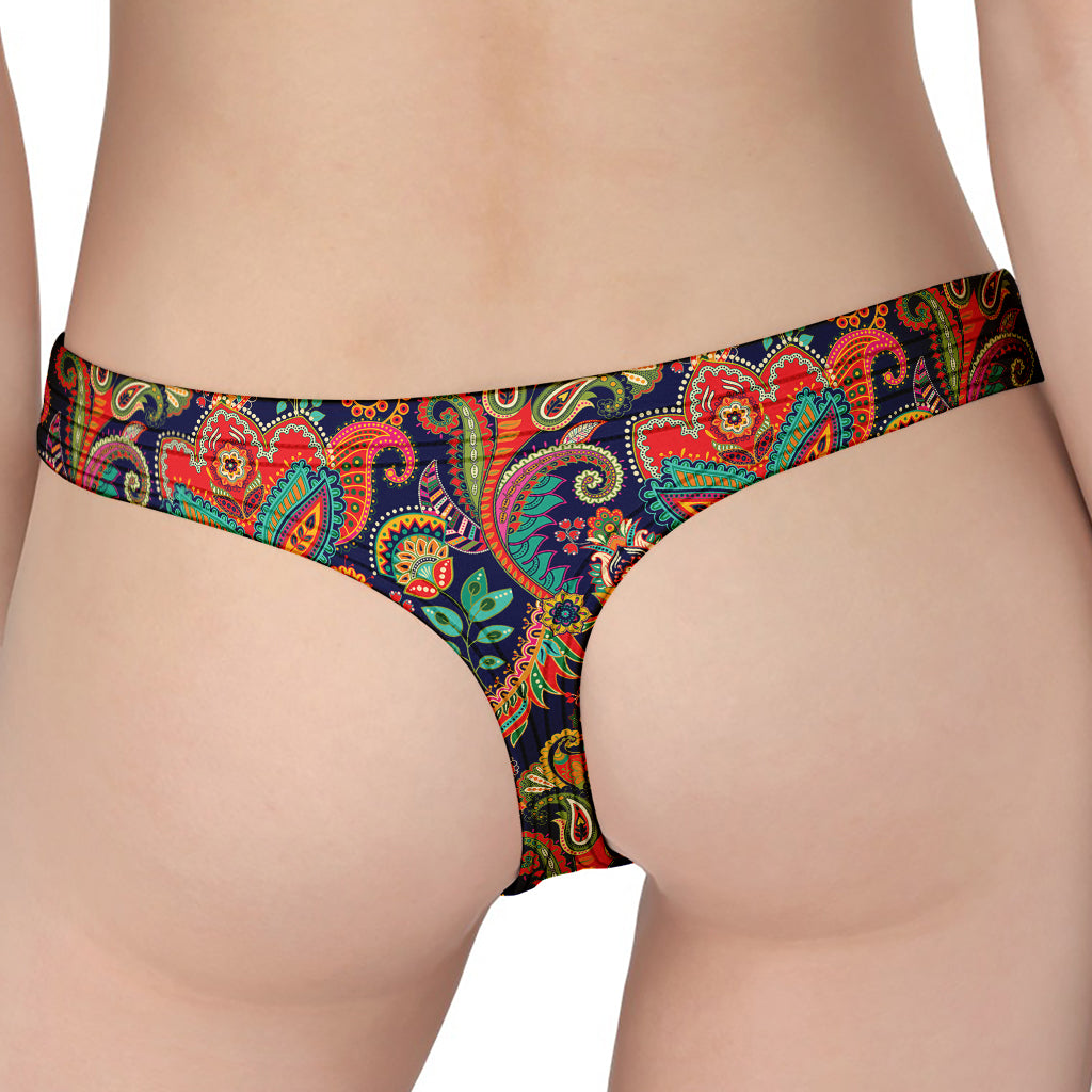 Indian Paisley Pattern Print Women's Thong