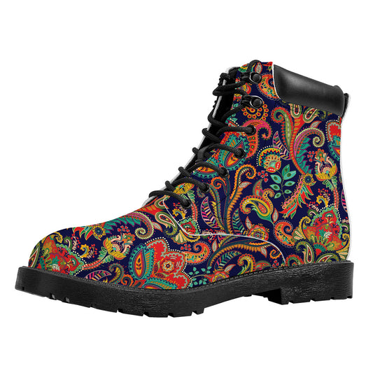 Indian Paisley Pattern Print Work Boots