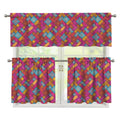 Indian Patchwork Pattern Print 3 Piece Kitchen Curtains