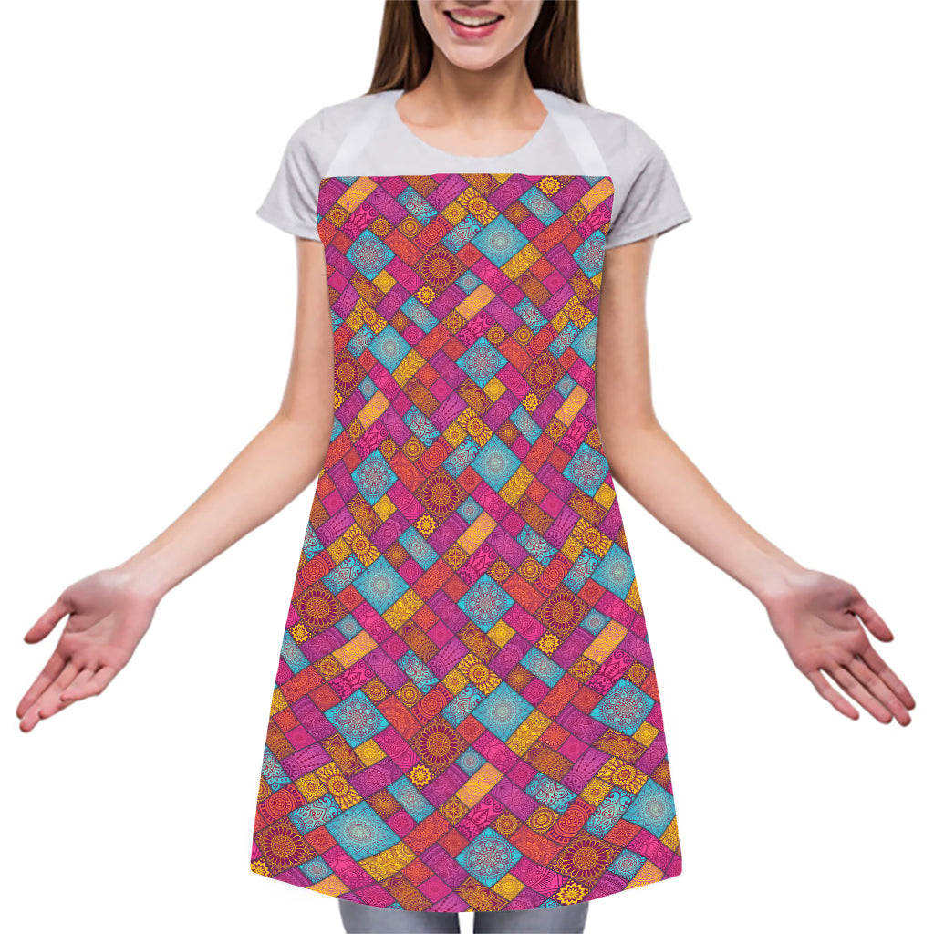 Indian Patchwork Pattern Print Adjustable Apron
