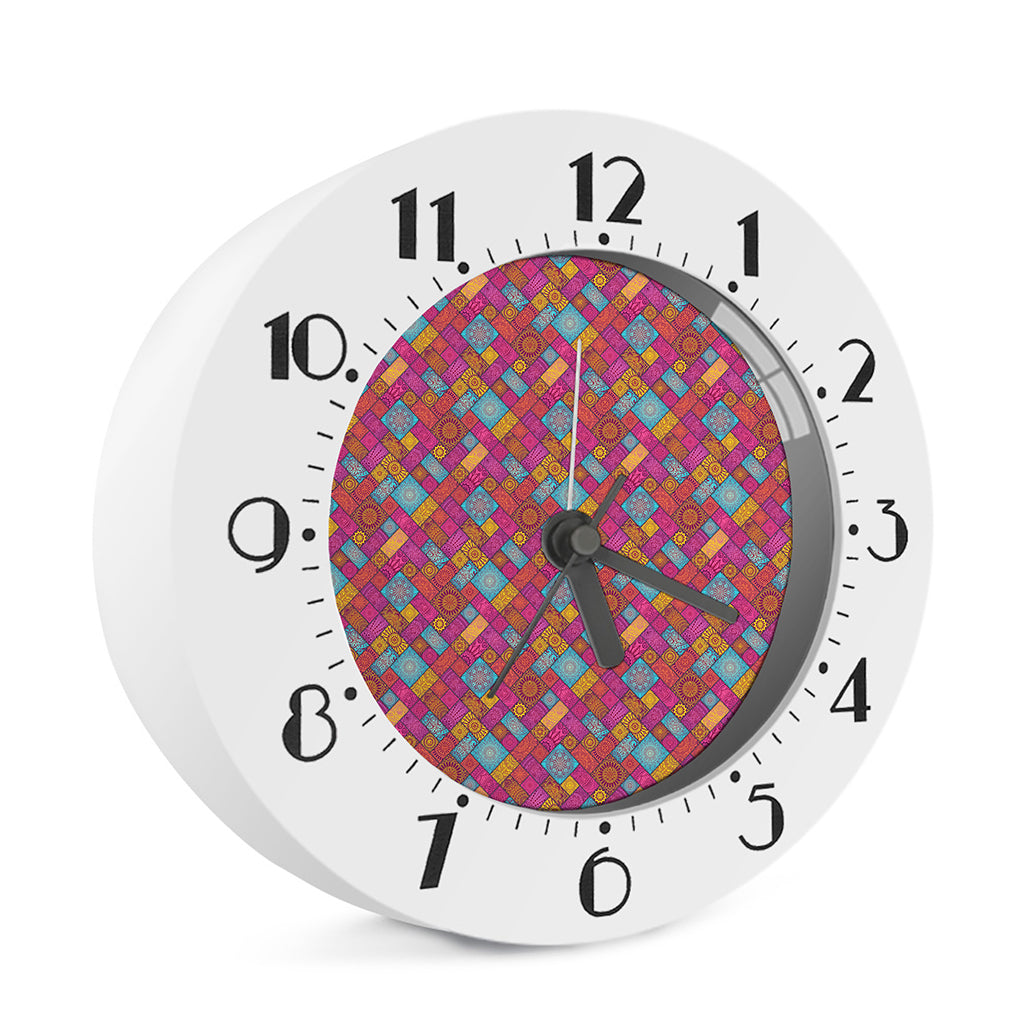 Indian Patchwork Pattern Print Alarm Clock