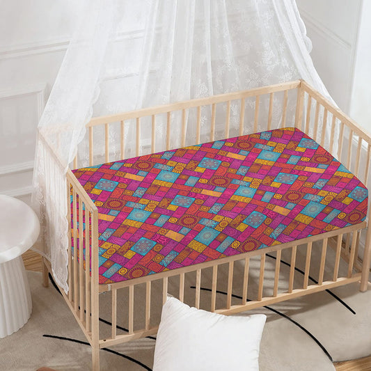 Indian Patchwork Pattern Print Baby Crib Sheet