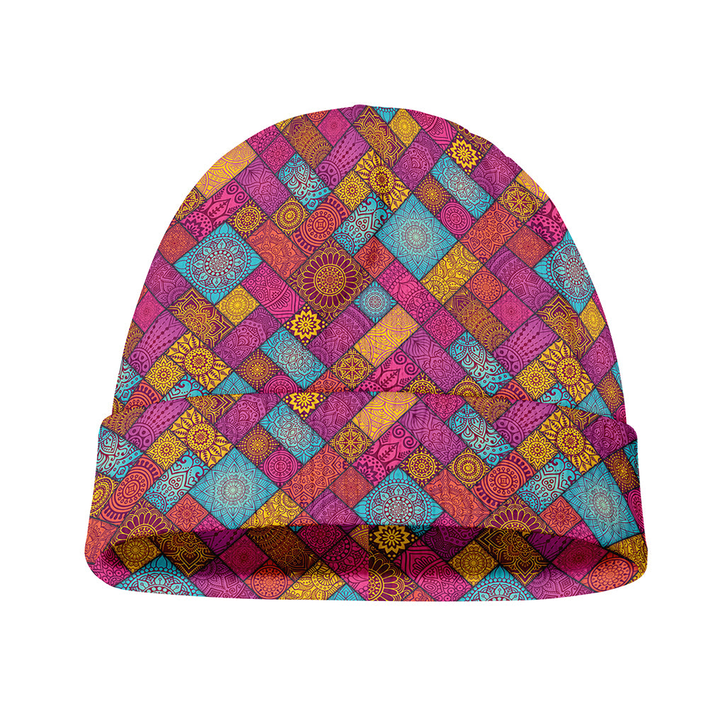 Indian Patchwork Pattern Print Beanie