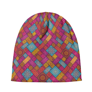 Indian Patchwork Pattern Print Beanie