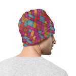 Indian Patchwork Pattern Print Beanie