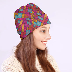 Indian Patchwork Pattern Print Beanie