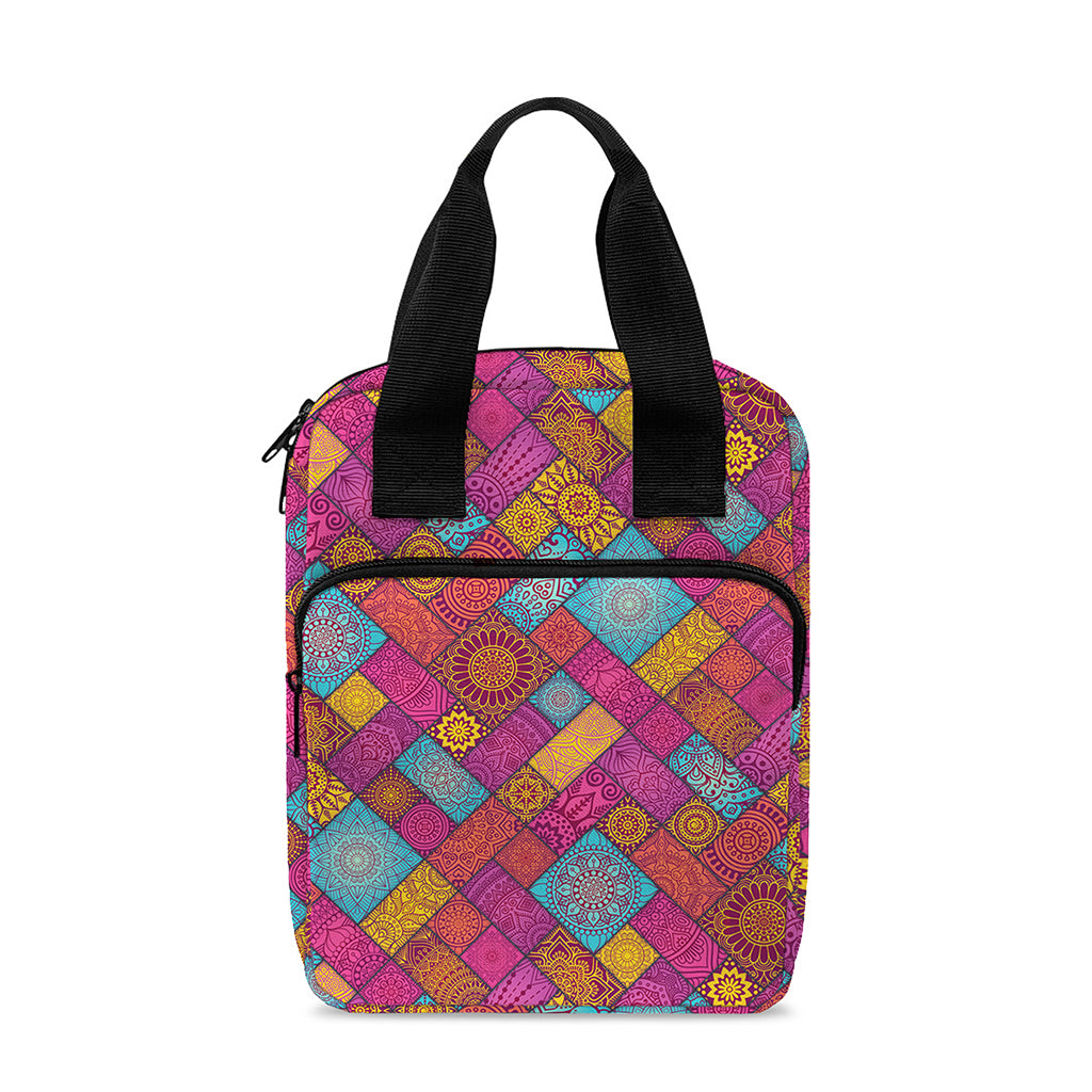 Indian Patchwork Pattern Print Bible Tote Bag