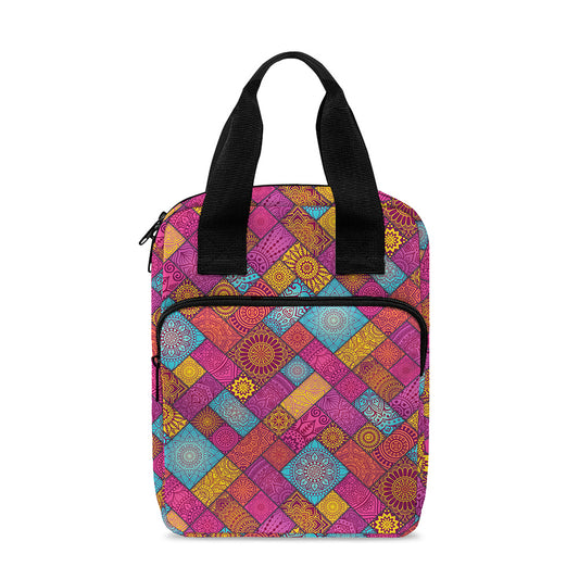 Indian Patchwork Pattern Print Bible Tote Bag