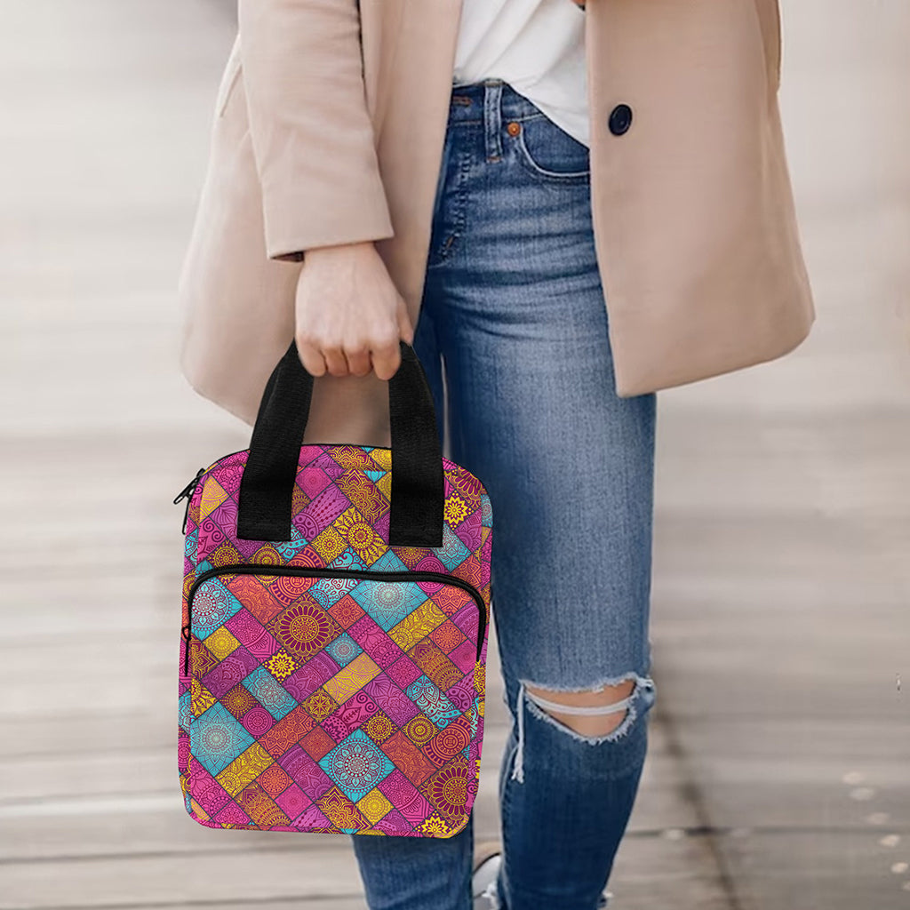 Indian Patchwork Pattern Print Bible Tote Bag