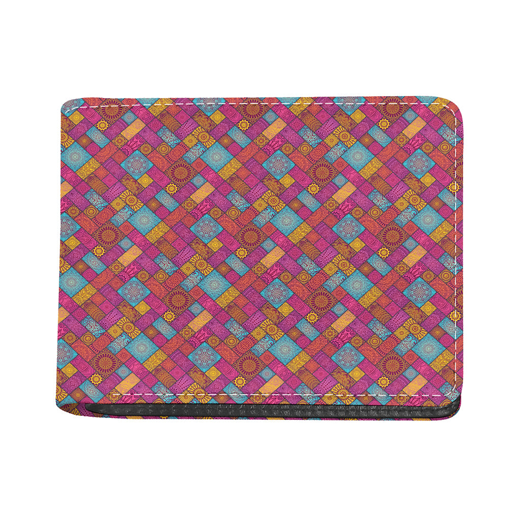 Indian Patchwork Pattern Print Bifold Wallet