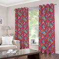Indian Patchwork Pattern Print Dimout Grommet Curtains