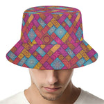 Indian Patchwork Pattern Print Bucket Hat