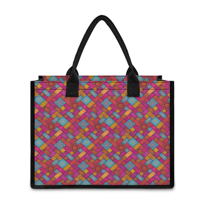 Indian Patchwork Pattern Print Canvas Tote Bag