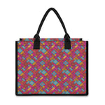 Indian Patchwork Pattern Print Canvas Tote Bag