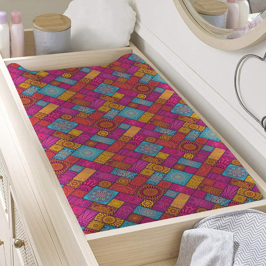 Indian Patchwork Pattern Print Changing Pad Cover