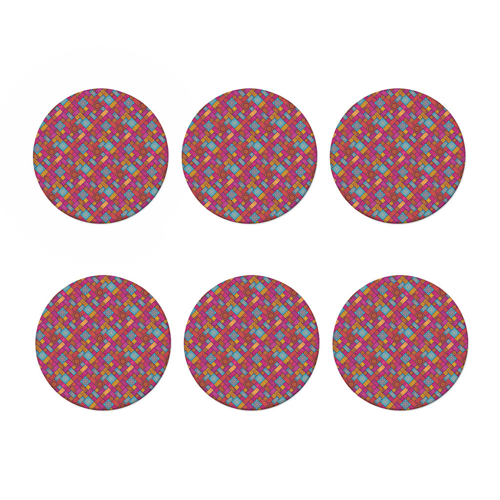 Indian Patchwork Pattern Print Coaster Set