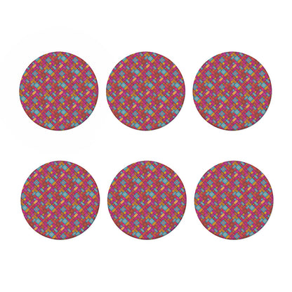 Indian Patchwork Pattern Print Coaster Set