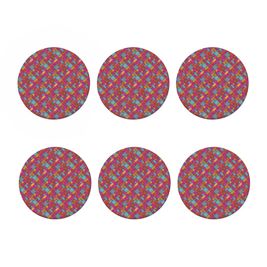 Indian Patchwork Pattern Print Coaster Set