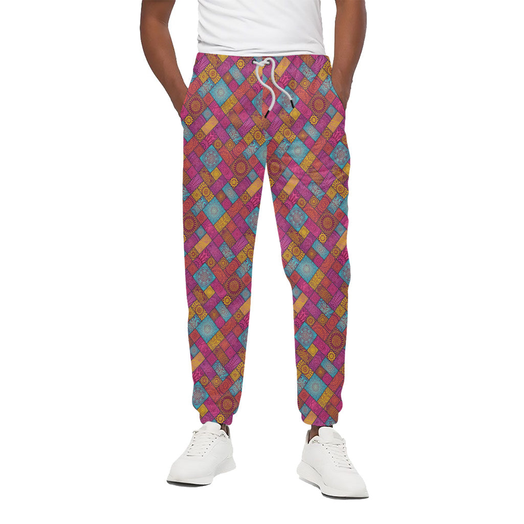Indian Patchwork Pattern Print Cotton Pants