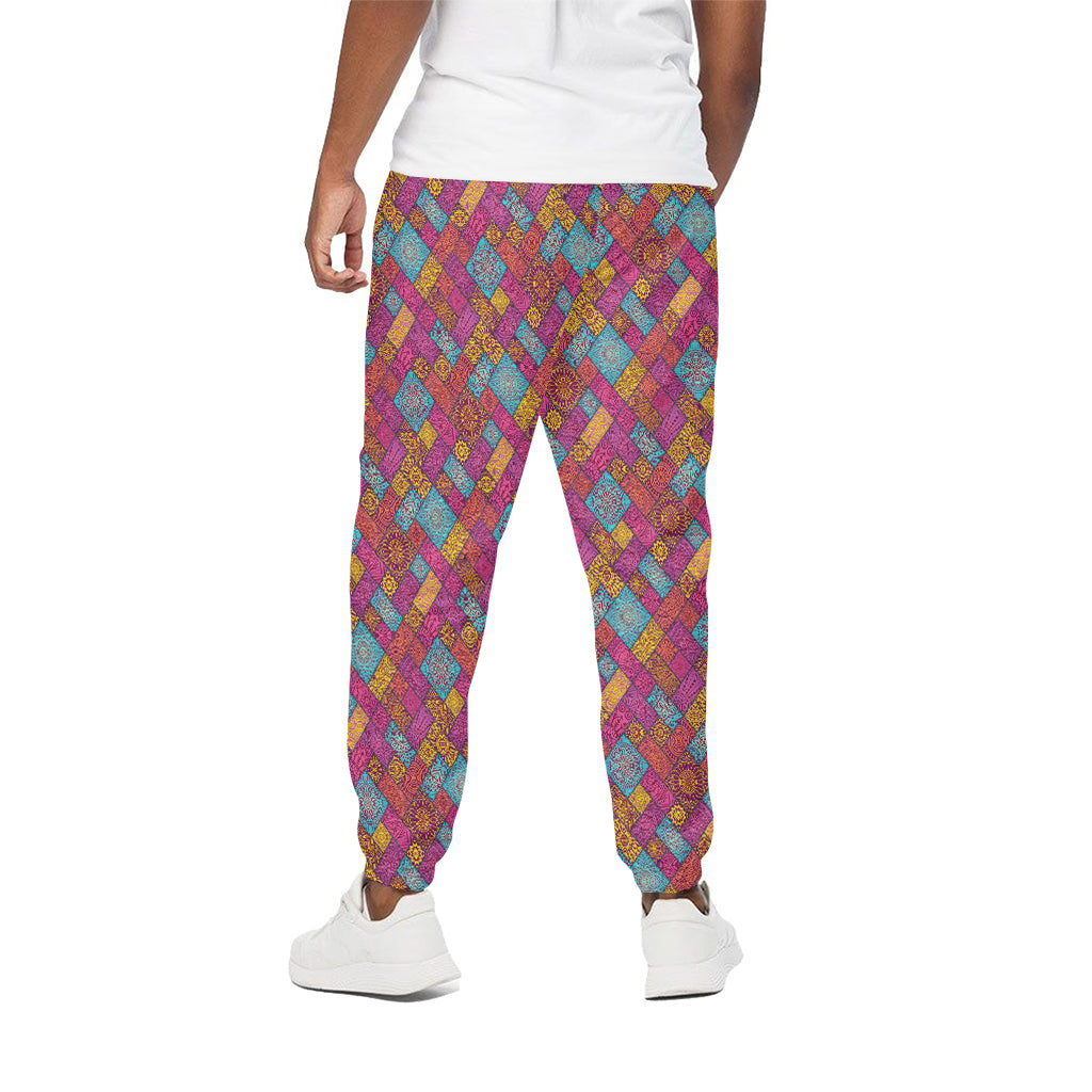 Indian Patchwork Pattern Print Cotton Pants