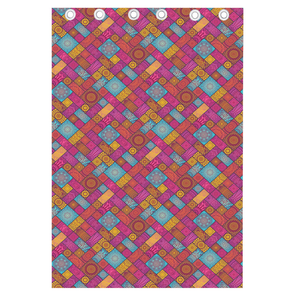 Indian Patchwork Pattern Print Curtain
